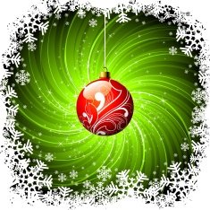 Christmas illustration with shiny red glass ball