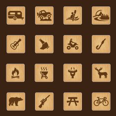Outdoors and Adventure wood texture icons N2