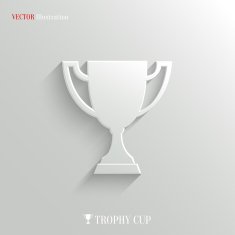 Trophy cup icon - vector white app button N2