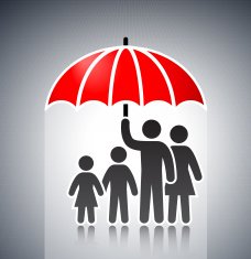 Family under Umbrella Concept Stick Figures N2