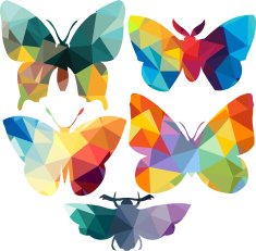 Triangle polygonal silhouettes of butterfly