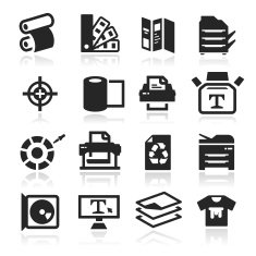 Black and layered transparency of print icons N2
