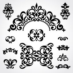 Vector set with classical ornament in Victorian style N7