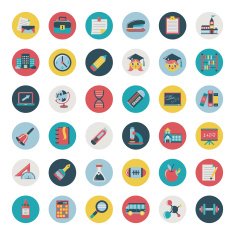 Set of Retro flat education icons back to school N2