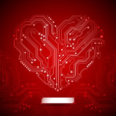 Heart Shape Technology Background - Vector