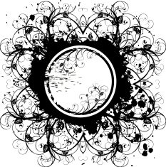 black flower ornament on white background N2
