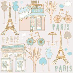 Hand drawn background with Paris symbols N2