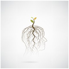 Tree of green idea shoot grow on human head symbol N2