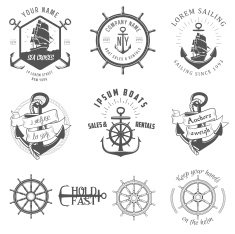 Vector illustration vintage nautical label icons