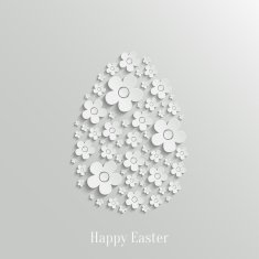 Easter Egg made of White Flowers N2