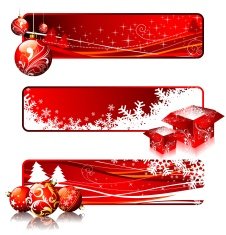 Three banner illustrations on a Christmas theme