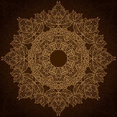 Brown and gold lace circle ornament