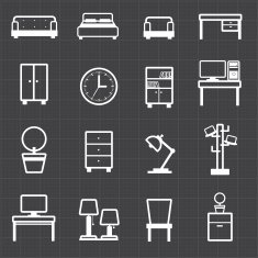 Home office furniture interiors and black background