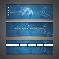 Web Design Elements - Header Designs with World Map N2