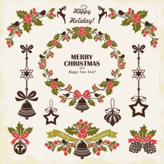 Collection of silhouettes vintage Christmas decorations set 2