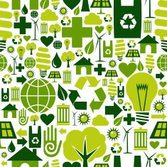 Seamless green environment icons pattern