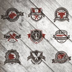 Set labels of butcher shop
