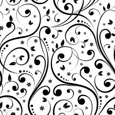 seamless abstract black floral background isolated N5