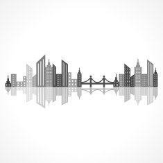 Abstract grey building design with bridge