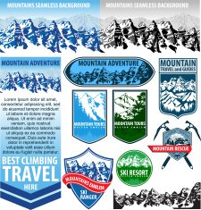 Mountain climbing Travel Ski Mountains labels collection