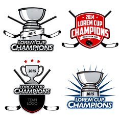 Ice hockey cup champions labels badges and design elements