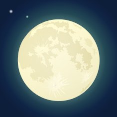 Full Moon on a Dark Blue Sky Vector Illustration