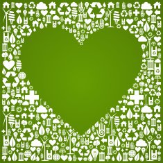 Ecology love concept icons background