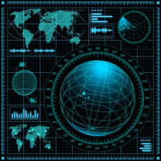Radar screen with world map N6