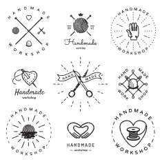 Handmade workshop logo vintage vector set Hipster and retro style N2