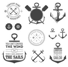 Vector set of vintage nautical icons