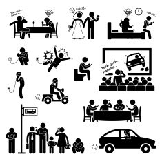 Addiction Obsession Using Smartphone Handphone Phone Pictogram