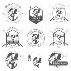 Vector fishing labels and badges