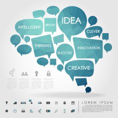bubble brain geometry with business icon