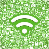 Wi-Fi Symbol on Modern Technology & Communication Background