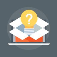 Question out of the box flat style colorful vector icon