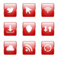 Web Internet Social Square Vector Red Icon Design Set