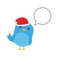 Blue bird with comic balloon and santa hat N4