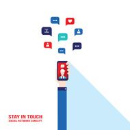 Hand holding smart phone Communication concept