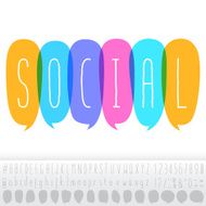 Social Text In Speech Bubbles With Alphabet Design Set