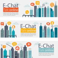 Urban Chatting Banners And Icon Set
