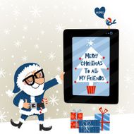 Retro blue Santa Claus