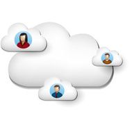Cloud computing illustration with people icons