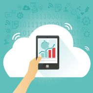 cloud computing with mobile tablet and online saving