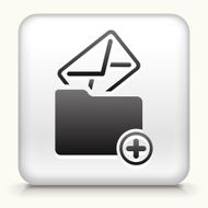 White Square Button with Add Letter Folder Icon N2