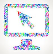Desktop with Cursor on Vector Light Bulb Pattern Background