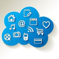 Cloud Computing blue with web icons on a white background N2