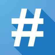 Long shadow icon with a hash tag