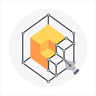 3d modelling flat style colorful vector icon for info graphics N2