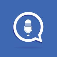 speech bubble label vector with microphone N2