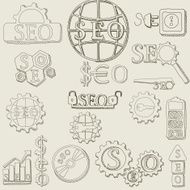 hand draw seo icons vector set